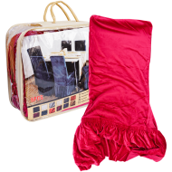 Set 6 huse pentru scaune, roșii, din catifea, cu elastic, 118 x 40 cm
